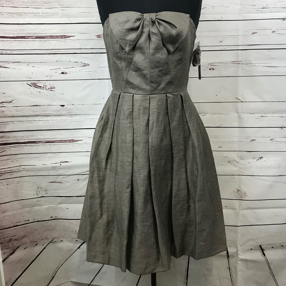 Tahari Livelless Grey Strapless Cocktail Dress 6